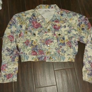 Paris Blues Denim Floral Shortie Jacket Large